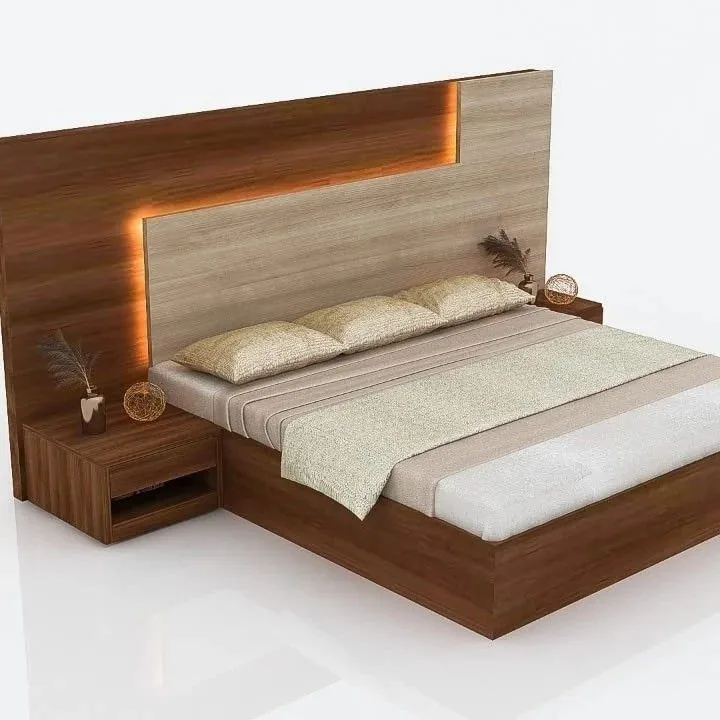 Wooden LED King Bed — custom premium beds by Kofi Serbeh Furniture