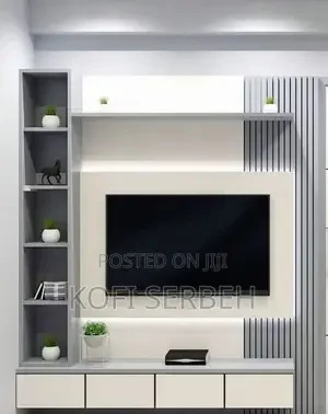 Fluted Panel LED TV Wall — custom tv units by Kofi Serbeh Furniture